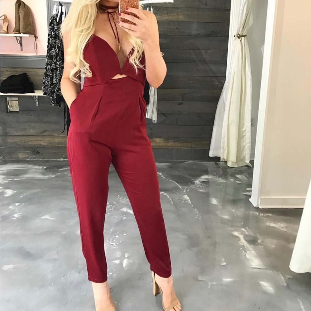 Wyldr structured “oblivion” jumpsuit-burgundy NWT
